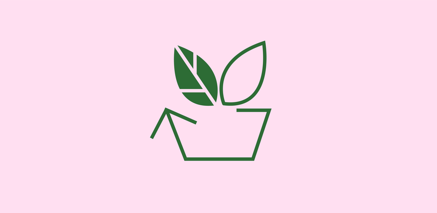 Grünes Logo auf rosa Hintergrund