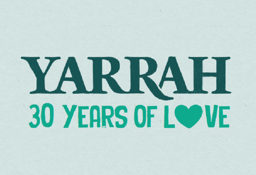 Schriftzug Yarrah 30 years of love